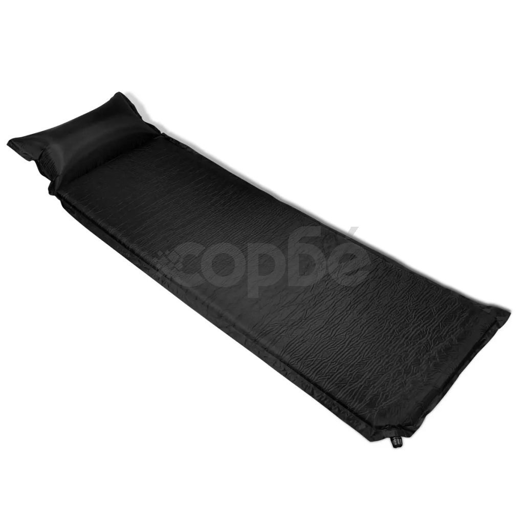 Въздушен матрак 6 x 66 x 200 см с възглавница, цвят черен