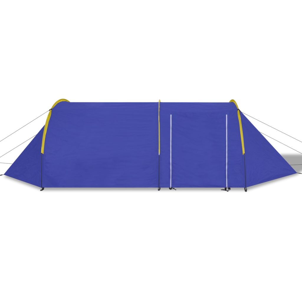 Водоустойчива палатка за къмпинг за 4 човека, цвят морско син/жълт