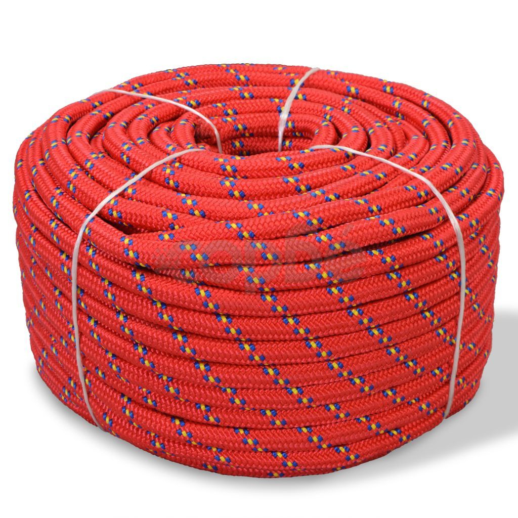 Морско въже, полипропилен, 10 мм, 50 м, червено