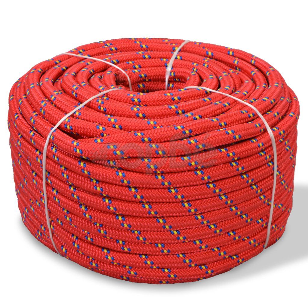 Морско въже, полипропилен, 14 мм, 50 м, червено