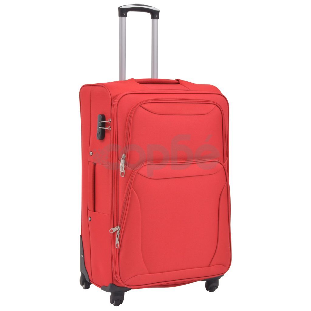 Комплект от 3 броя меки куфари на колелца, червени