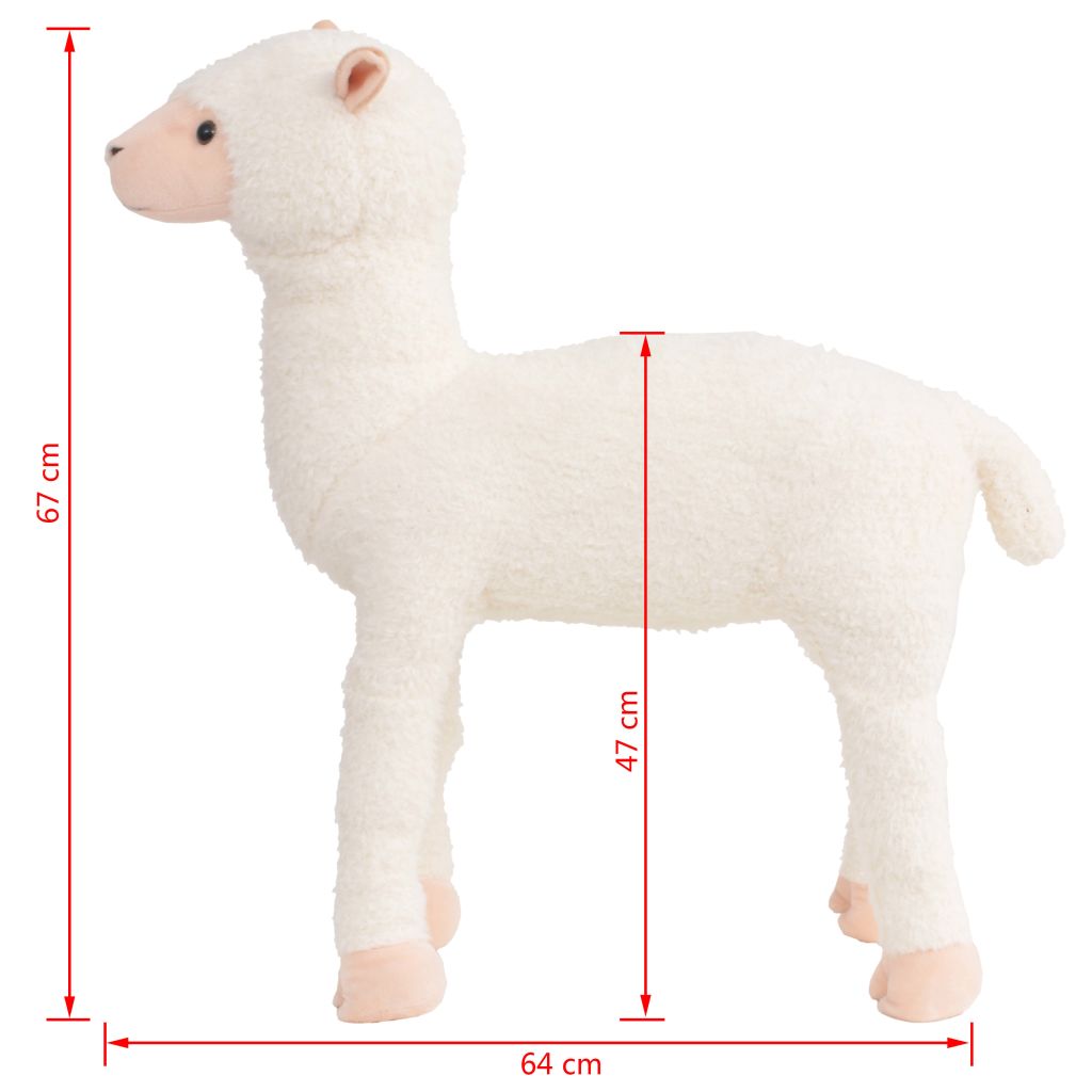 Плюшена детска лама за яздене бяла XXL