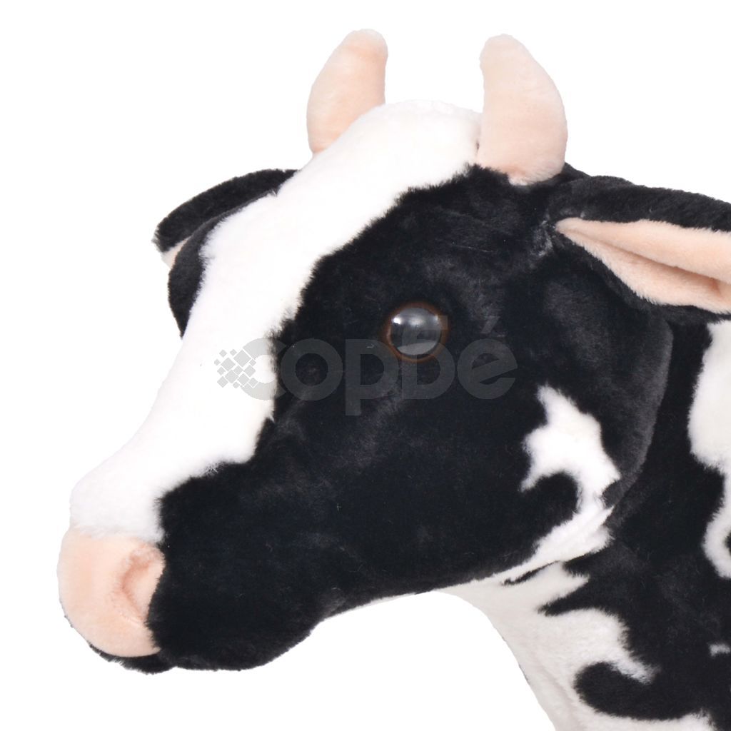 Плюшена детска кравичка за яздене черно и бяло XXL    