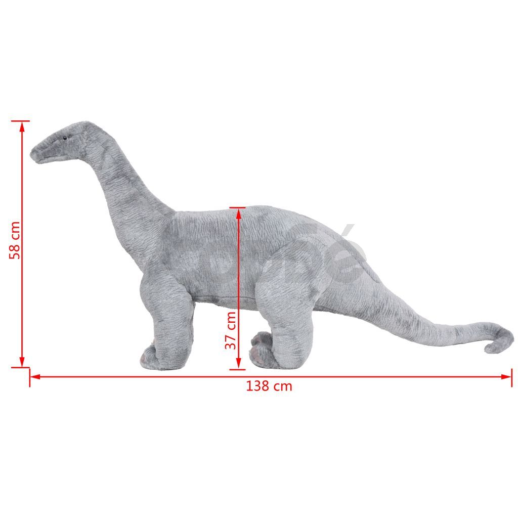 Плюшен детски динозавър брахиозавър за яздене сив XXL