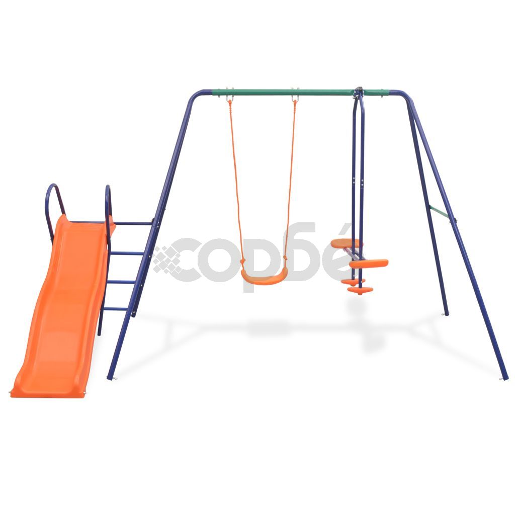 Комплект люлка и пързалка с 3 оранжеви седалки