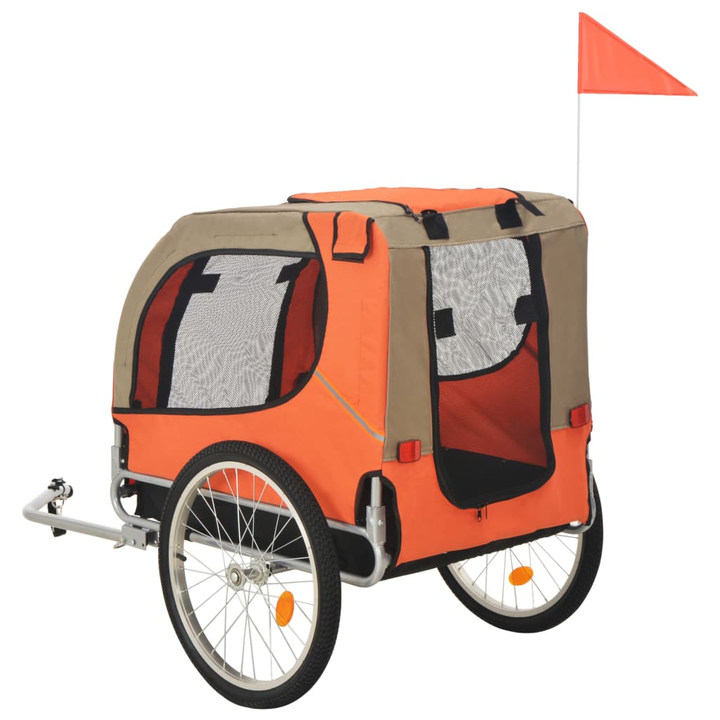 Кучешко ремарке за велосипед, оранжево и сиво