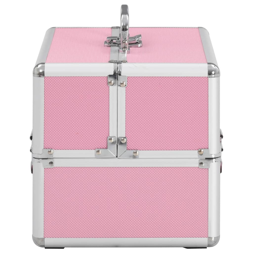 Куфар за гримове, 22x30x21 см, розов, алуминий 