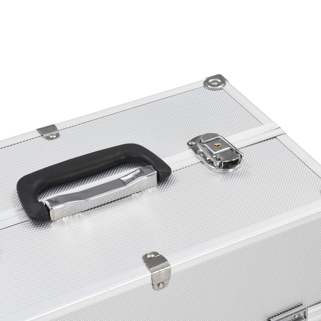 Куфар за гримове, 37x24x35 см, сребрист, алуминий
