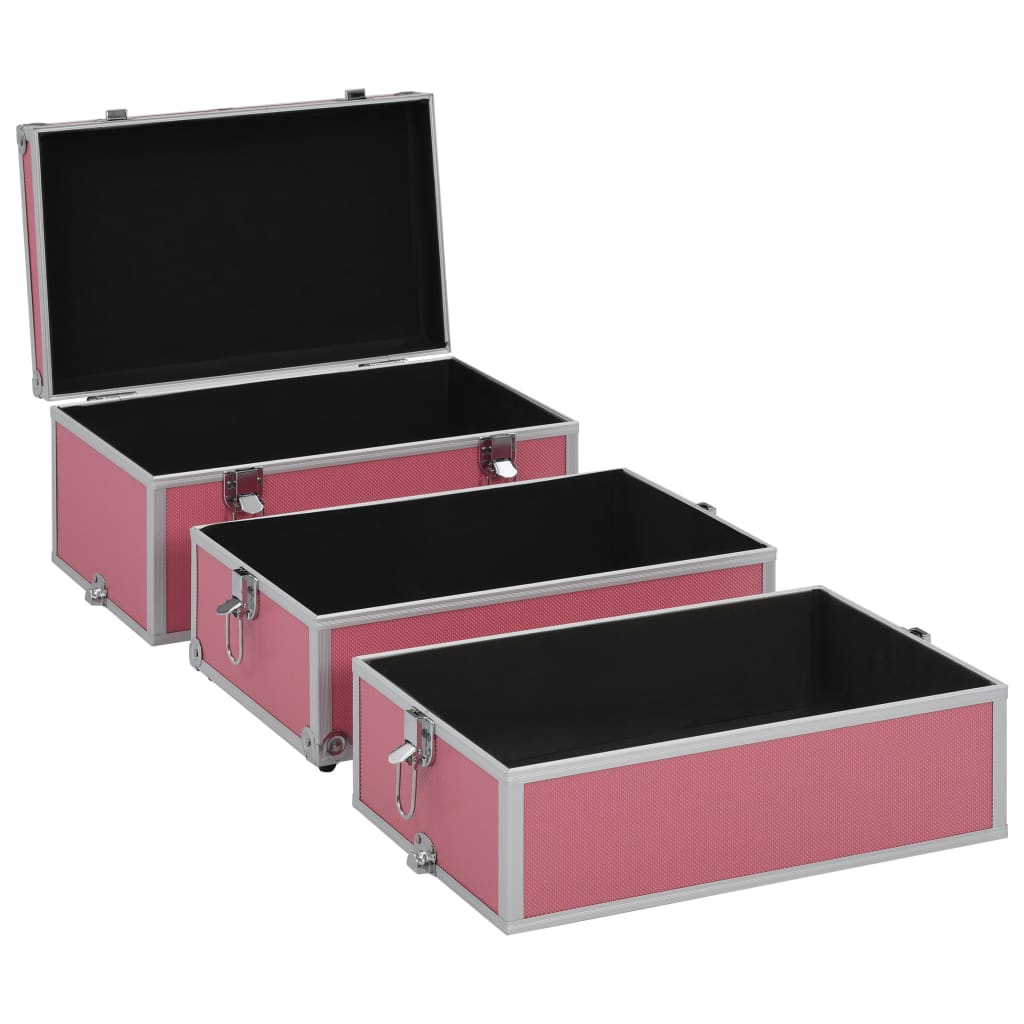 Куфар за гримове, 37x24x40 см, розов, алуминий