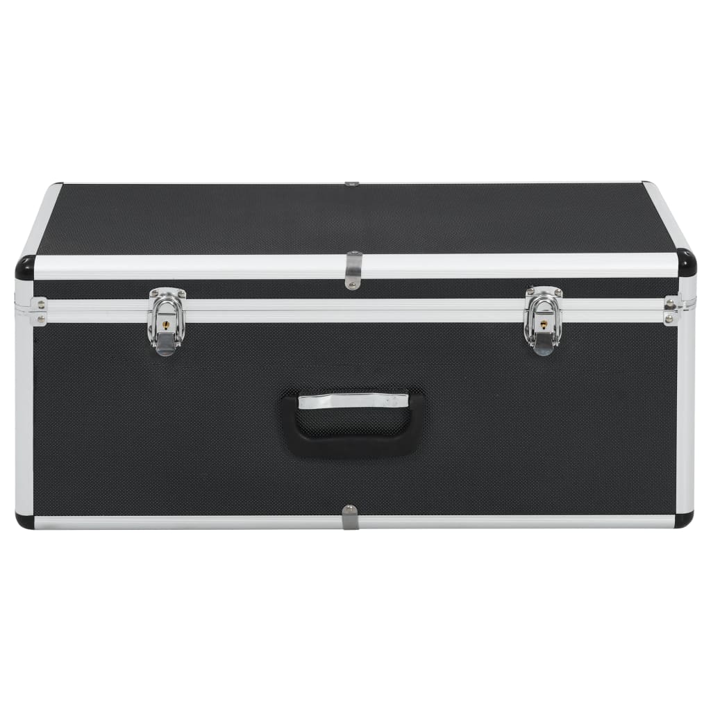 Куфари за съхранение, 2 бр, черни, алуминий 
