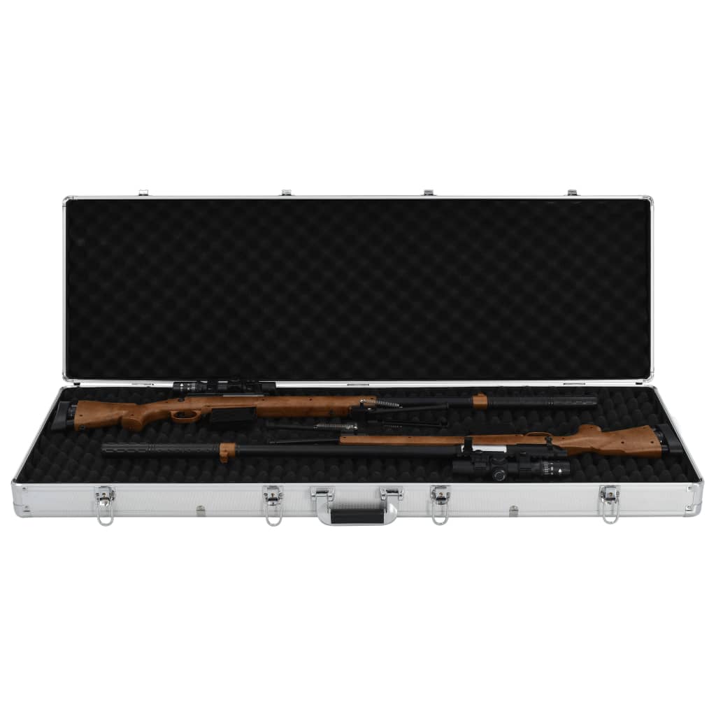 Куфар за пушки, сребрист, 118x38x12 см, алуминий