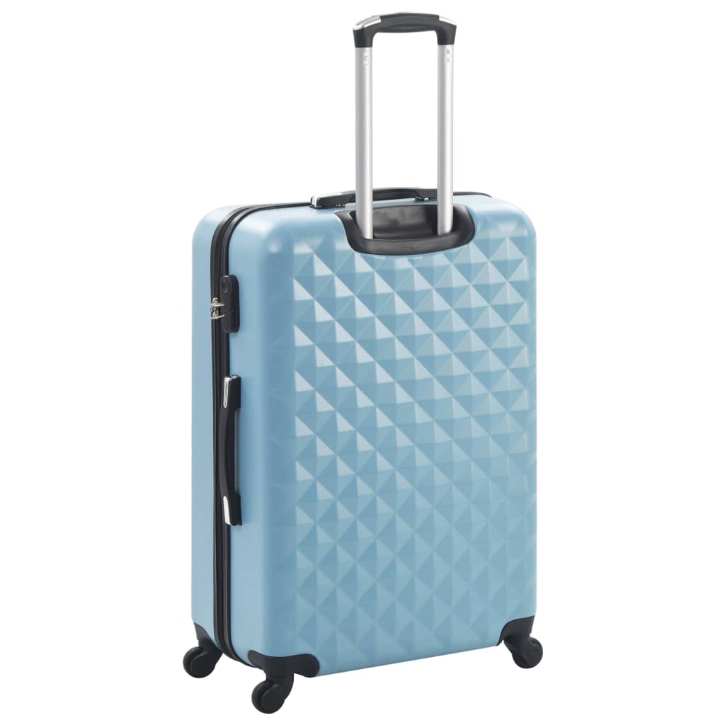 Комплект твърди куфари с колелца, 3 бр, сини, ABS