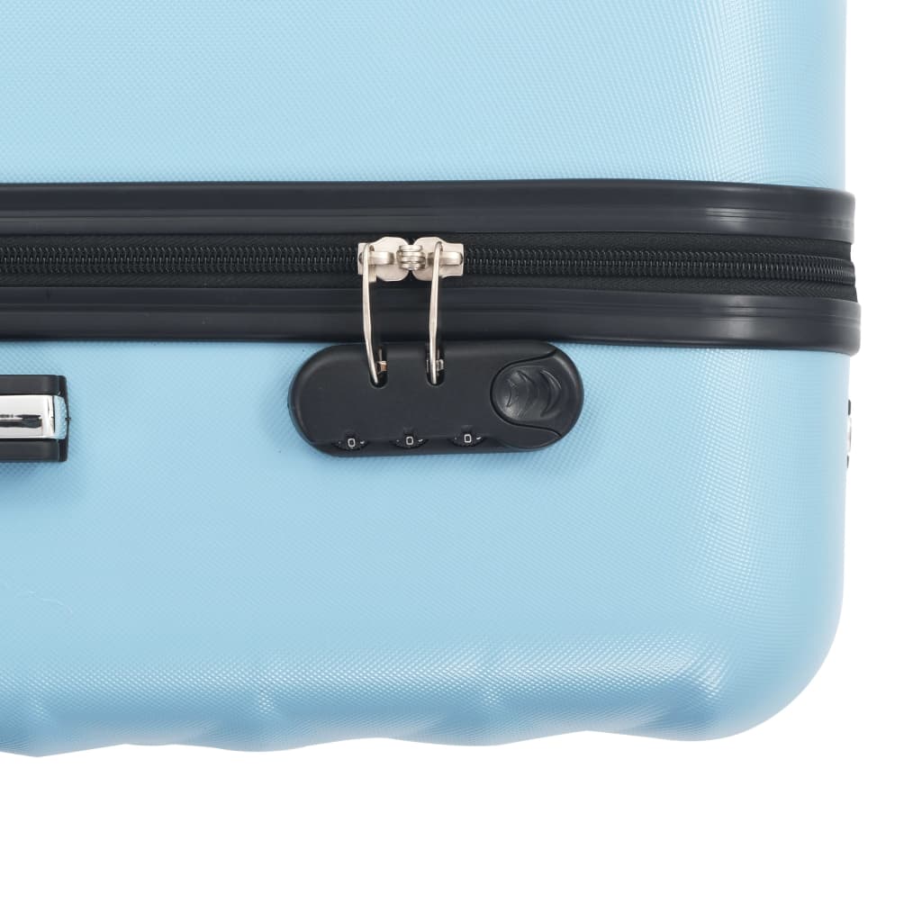 Комплект твърди куфари с колелца, 3 бр, сини, ABS