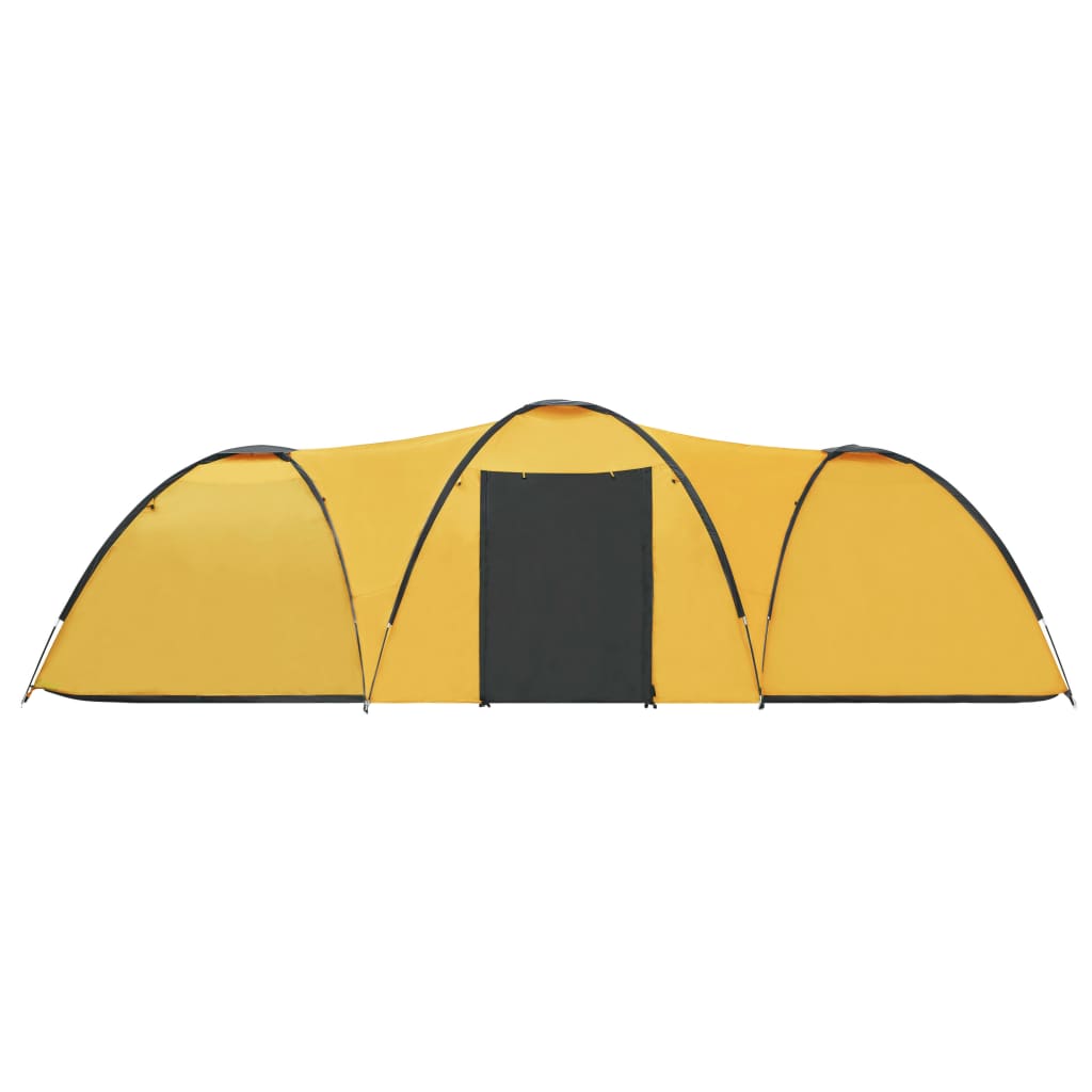Палатка за къмпинг тип иглу, 650x240x190 см, 8-местна, жълта
