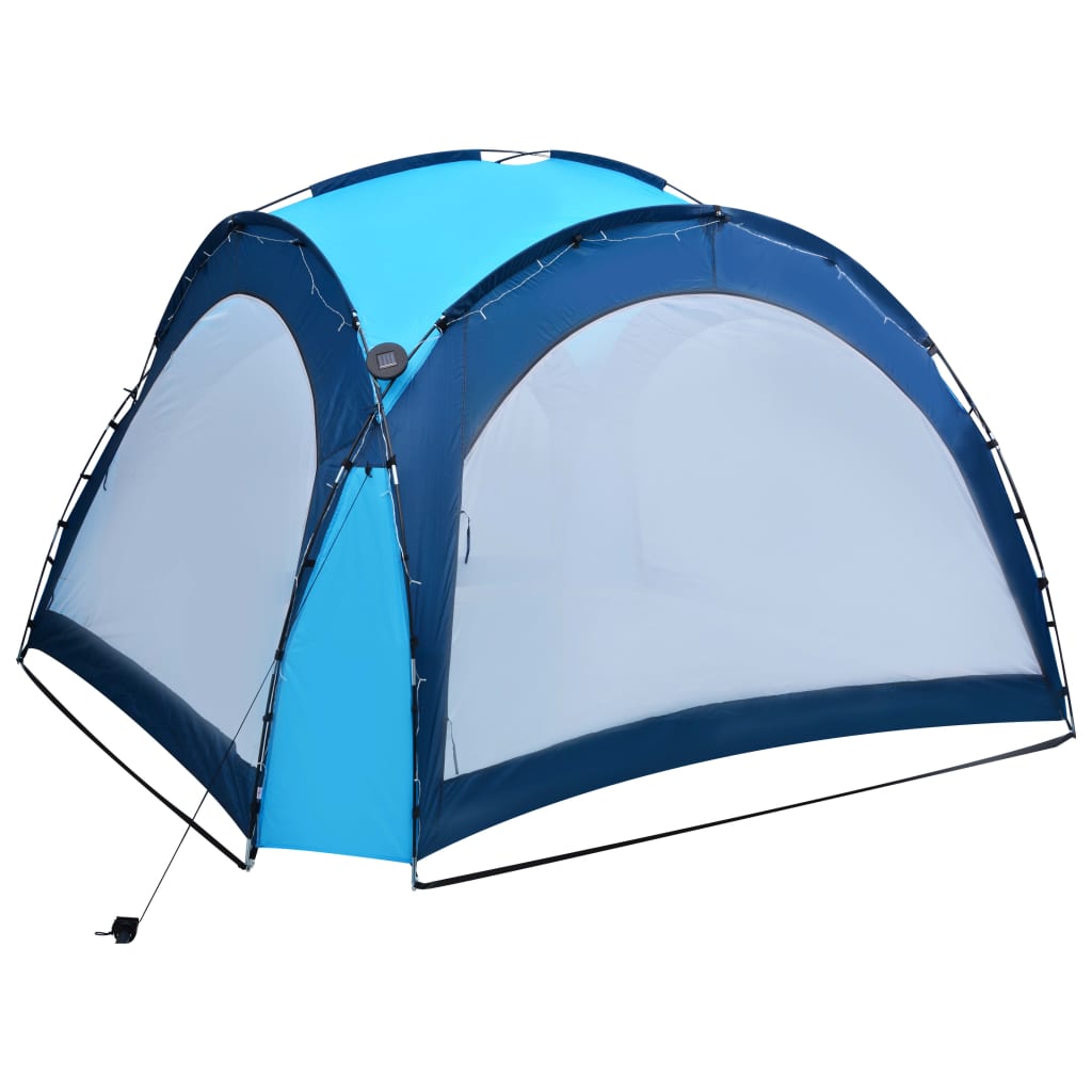 Парти шатра с LED и 4 стени, 3,6x3,6x2,3 м, синя