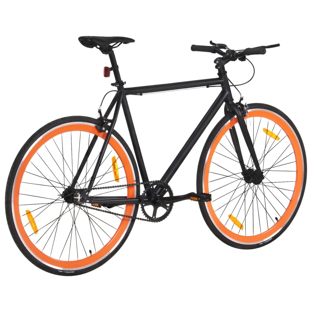 Велосипед с фиксирана предавка, черно и оранжево, 700c, 55 см