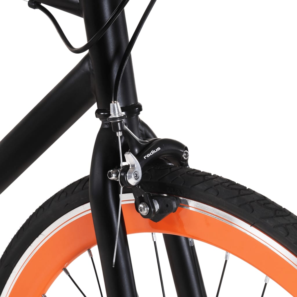 Велосипед с фиксирана предавка, черно и оранжево, 700c, 59 см