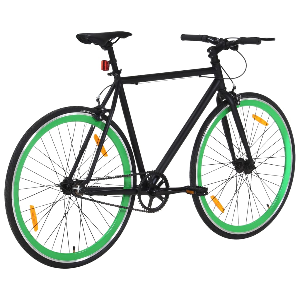 Велосипед с фиксирана предавка, черно и зелено, 700c, 51 см