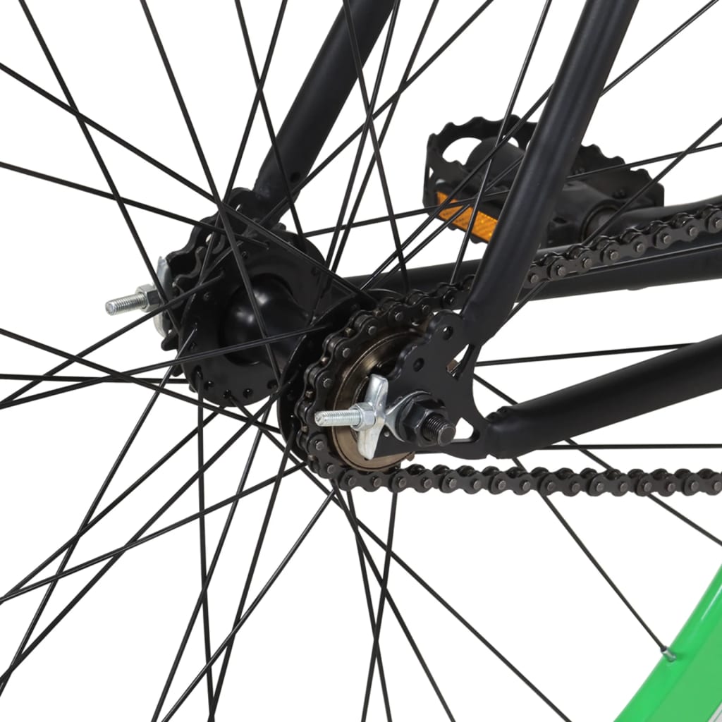 Велосипед с фиксирана предавка, черно и зелено, 700c, 51 см