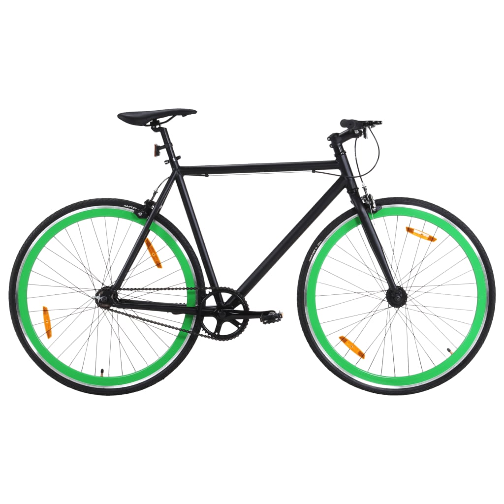 Велосипед с фиксирана предавка, черно и зелено, 700c, 55 см