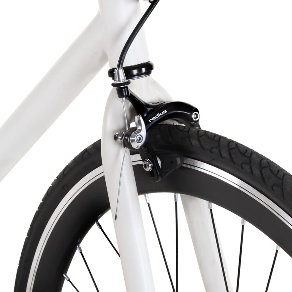 Велосипед с фиксирана предавка, бяло и черно, 700c, 55 см