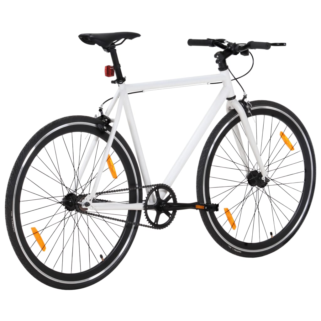 Велосипед с фиксирана предавка, бяло и черно, 700c, 59 см