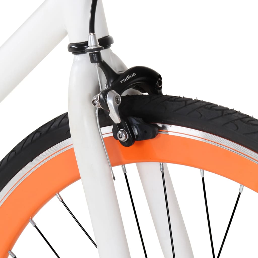 Велосипед с фиксирана предавка, бяло и оранжево, 700c, 55 см