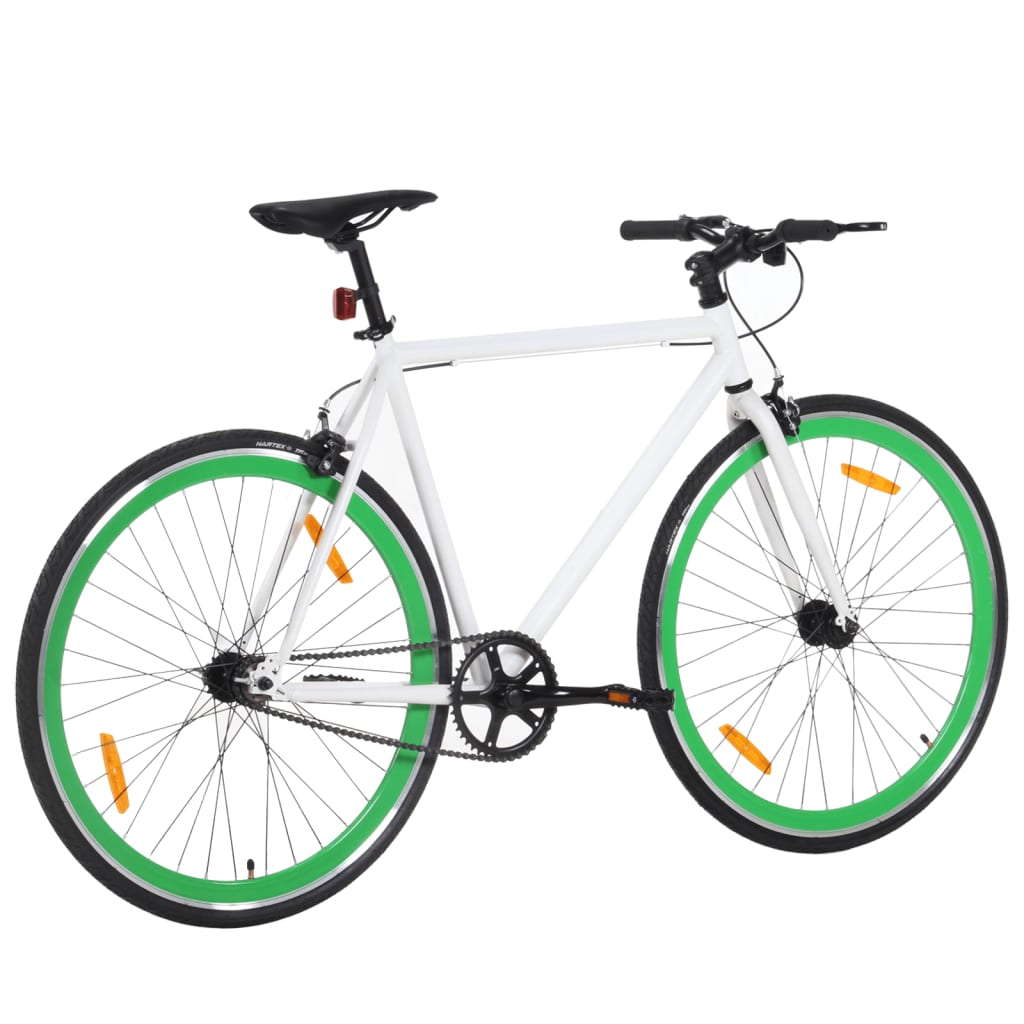 Велосипед с фиксирана предавка, бяло и зелено, 700c, 55 см