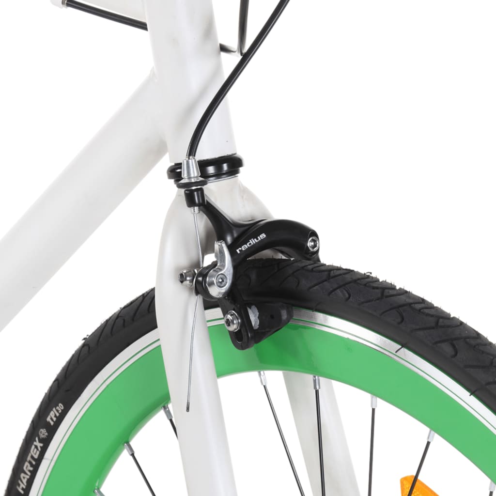 Велосипед с фиксирана предавка, бяло и зелено, 700c, 59 см