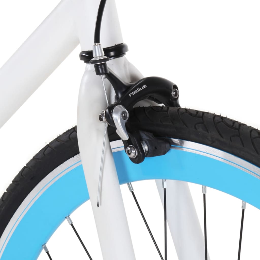 Велосипед с фиксирана предавка, бяло и синьо, 700c, 59 см