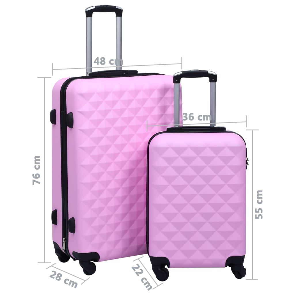 Комплект твърди куфари с колелца, 2 бр, розов, ABS