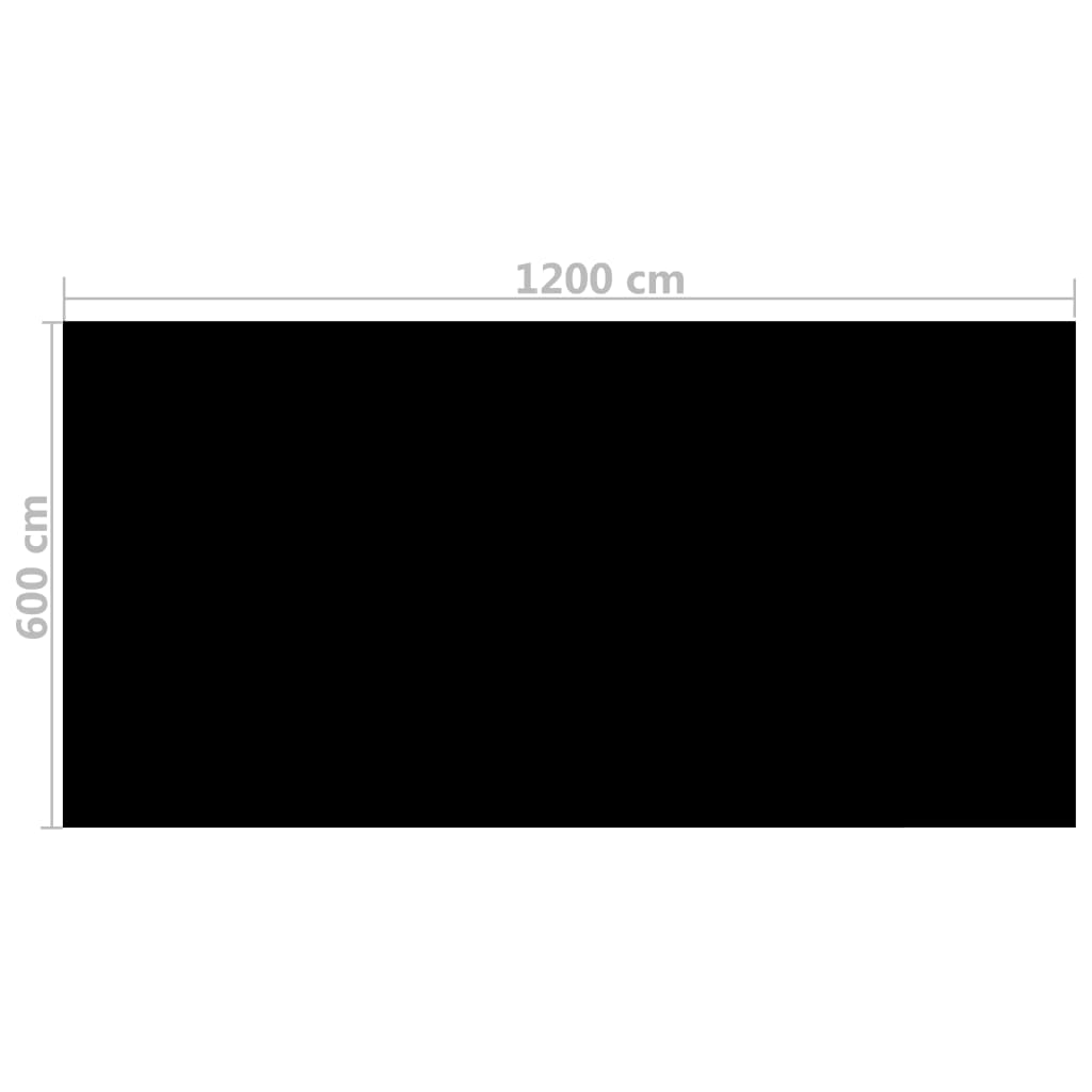 Правоъгълно покривало за басейн, 1200x600 см, PE, черно
