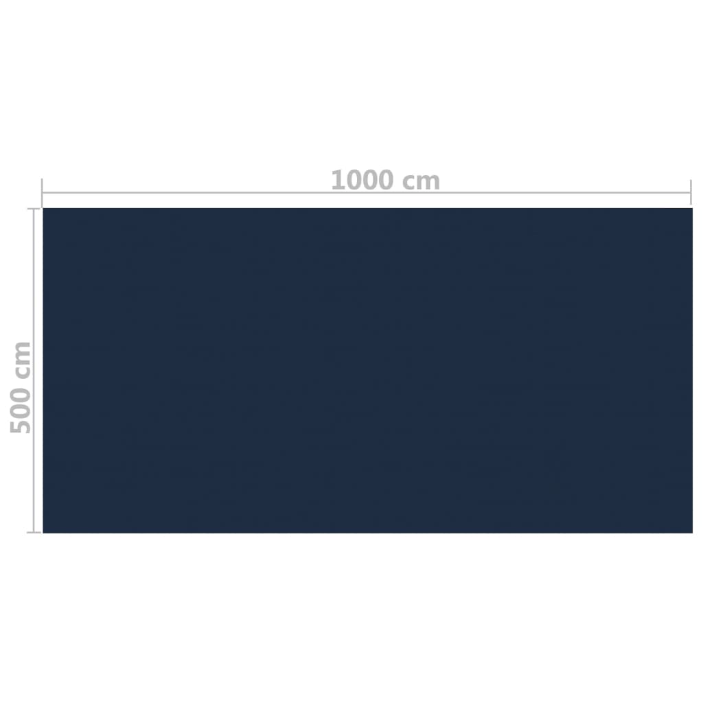 Плаващо соларно покривало за басейн PE 1000x500 см черно-синьо