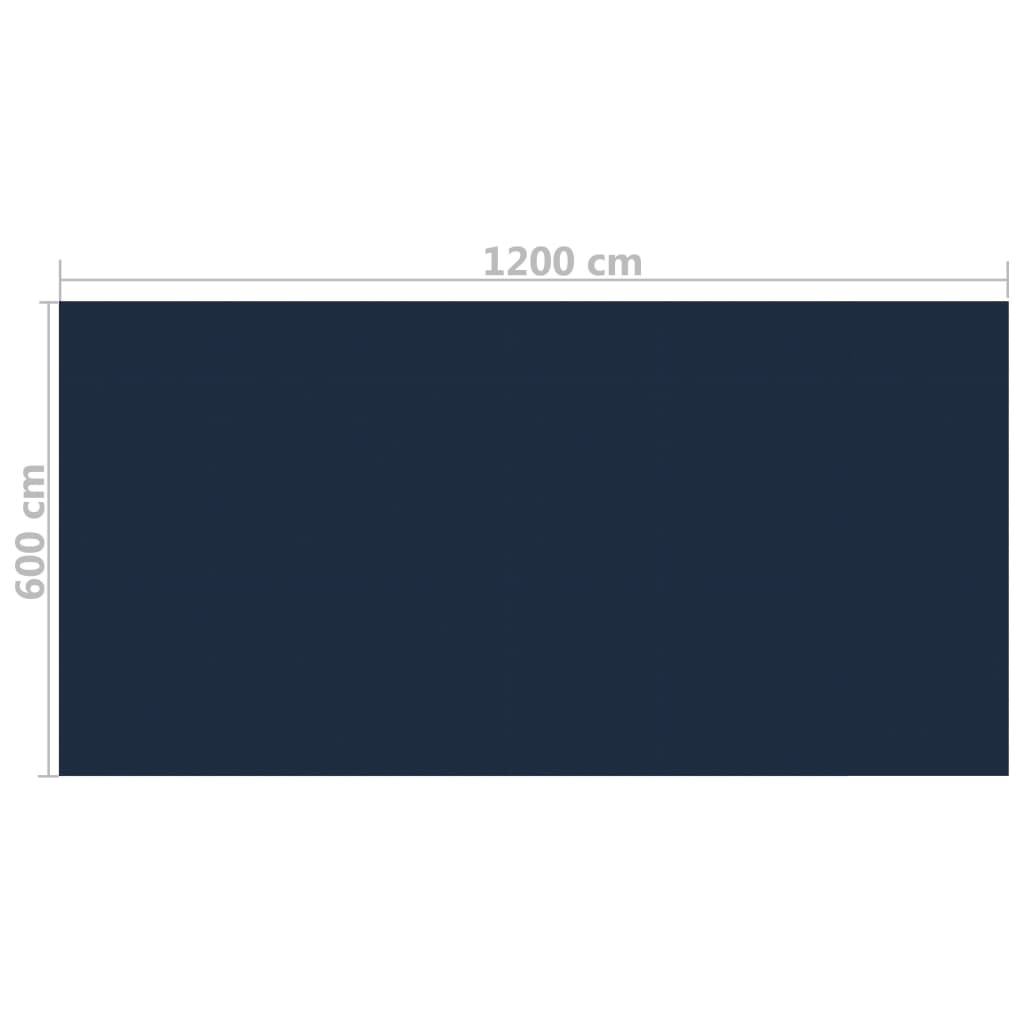 Плаващо соларно покривало за басейн PE 1200x600 см черно-синьо