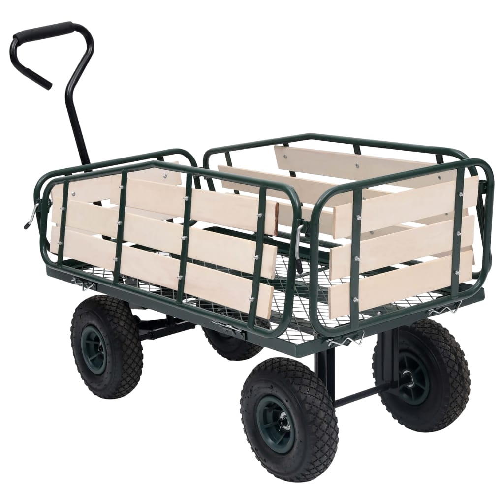 Градинска ръчна количка, метал и дърво, 250 кг