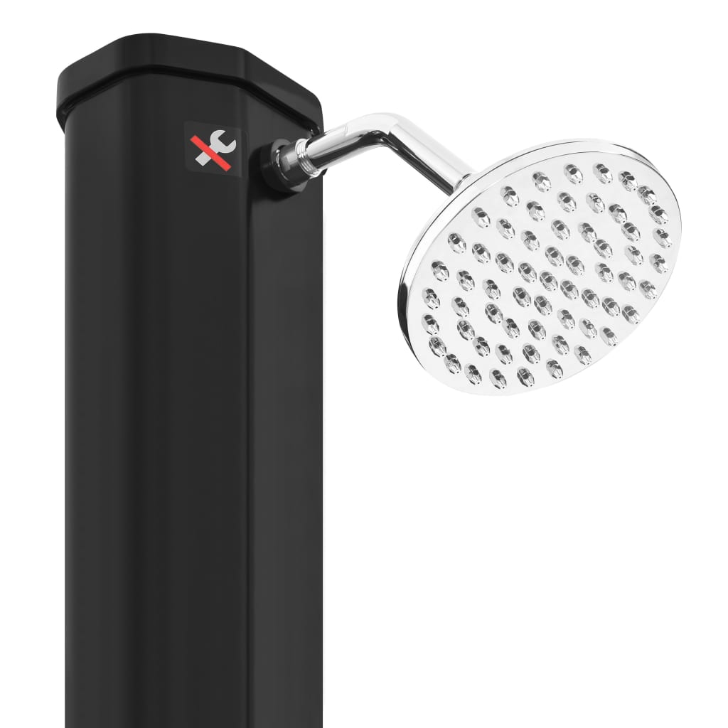 Градински соларен душ с душ слушалка и кранче, 35 л, черен