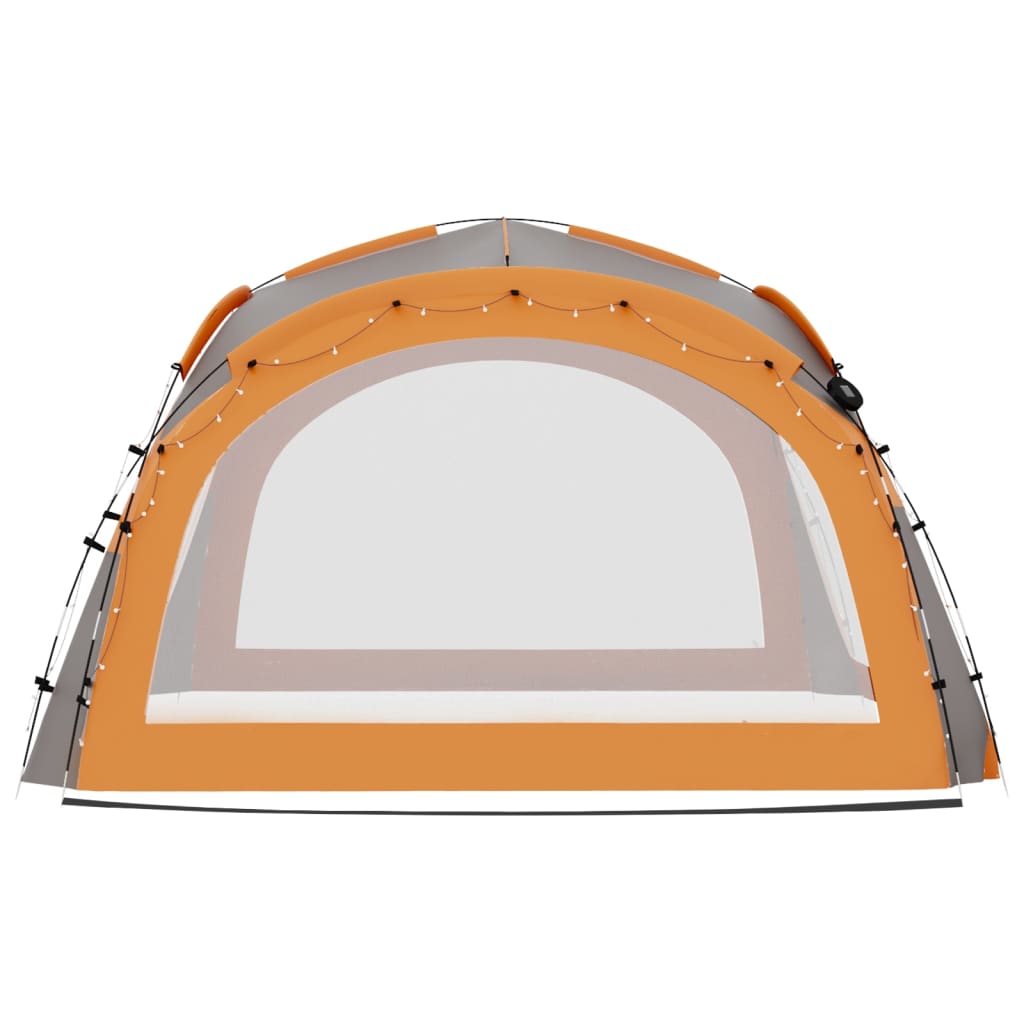 Парти шатра с LED и 4 стени, 3,6x3,6x2,3 м, сиво и оранжево
