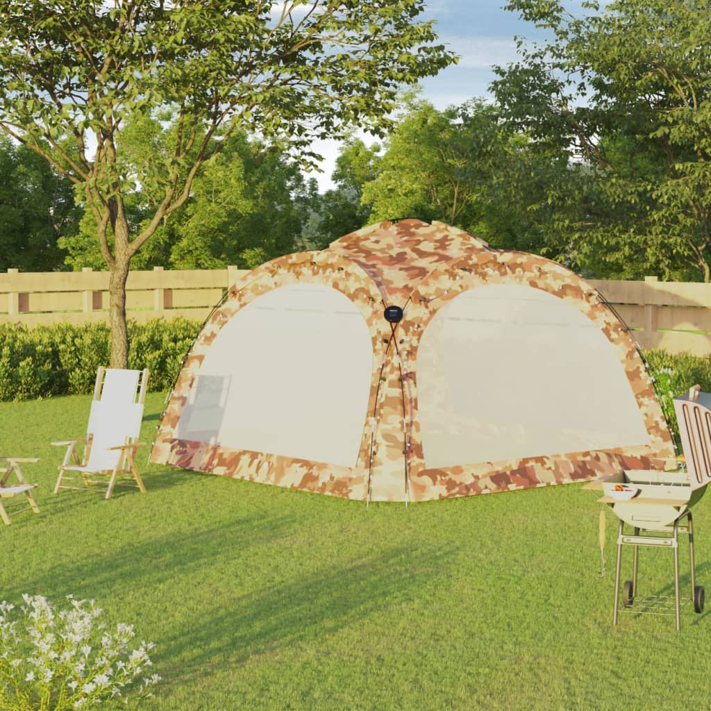 Парти шатра с LED и 4 стени, 3,6x3,6x2,3 м, камуфлаж