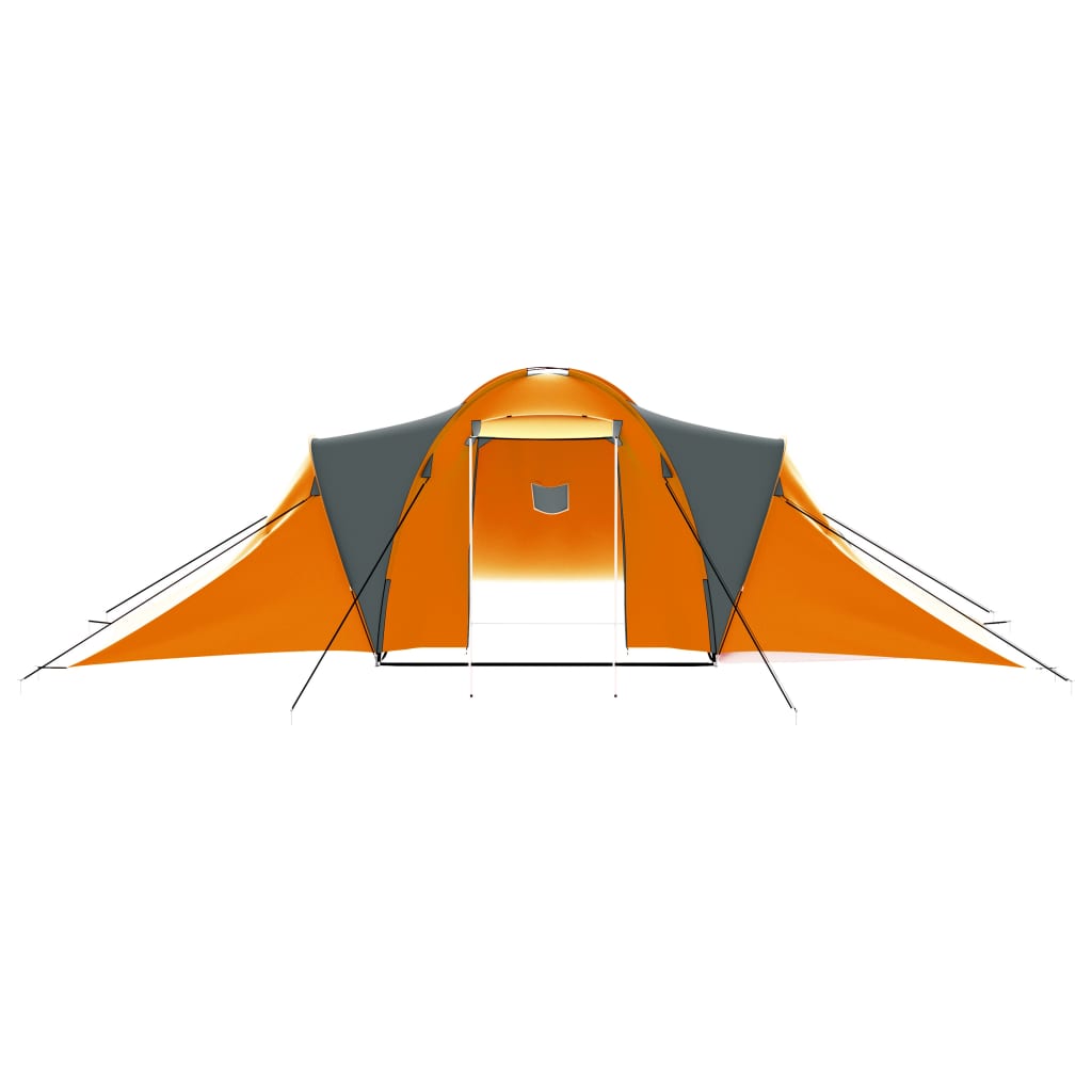 Къмпинг палатка за 9 души, текстил, сиво и оранжево