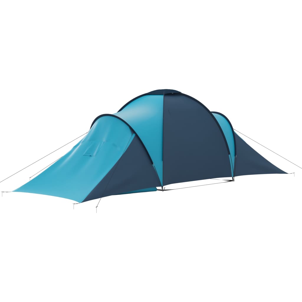 Къмпинг палатка за 6 души, синьо и светлосиньо