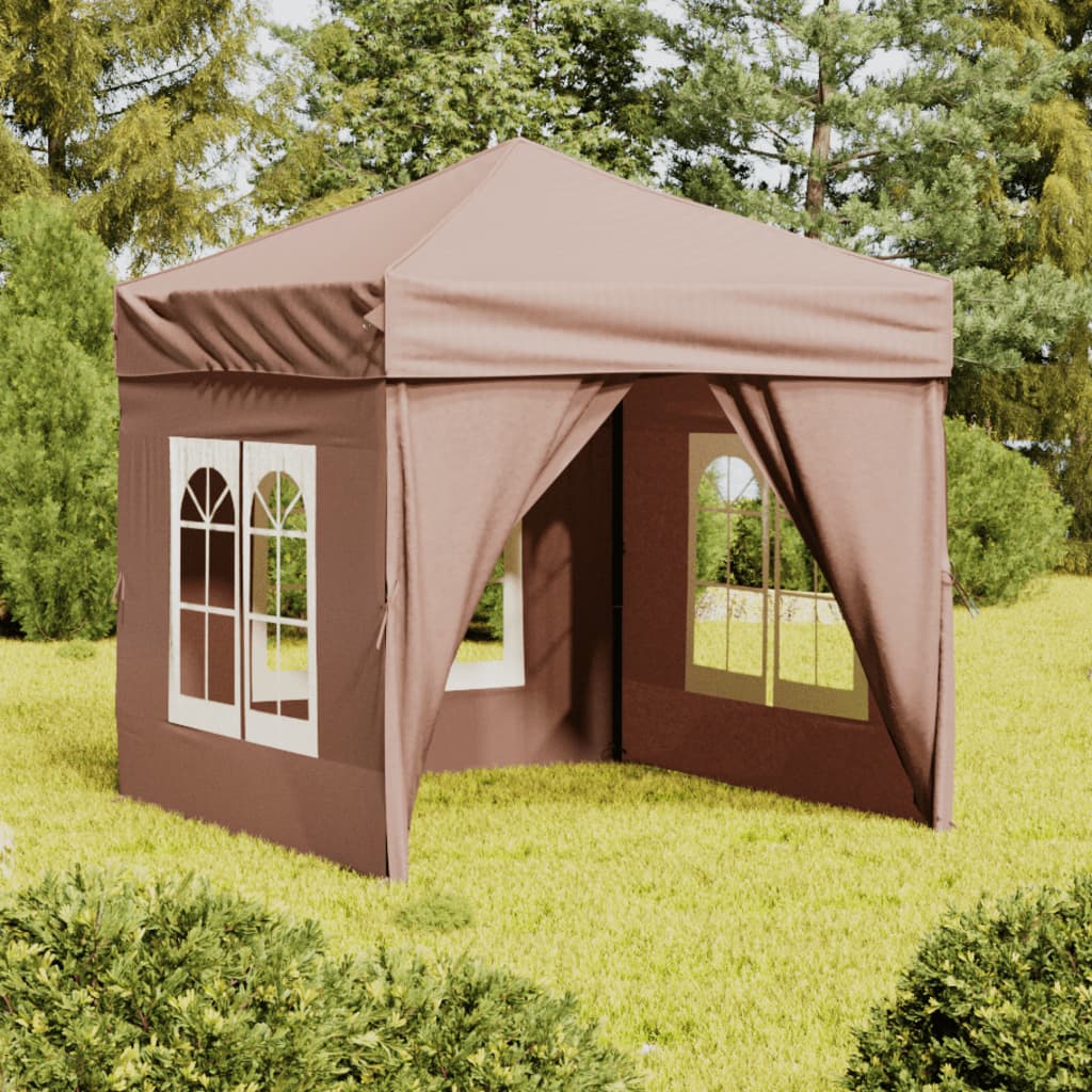 Сгъваема парти палатка със странични стени, таупе, 2x2 м 93505 — Sorbe.bg