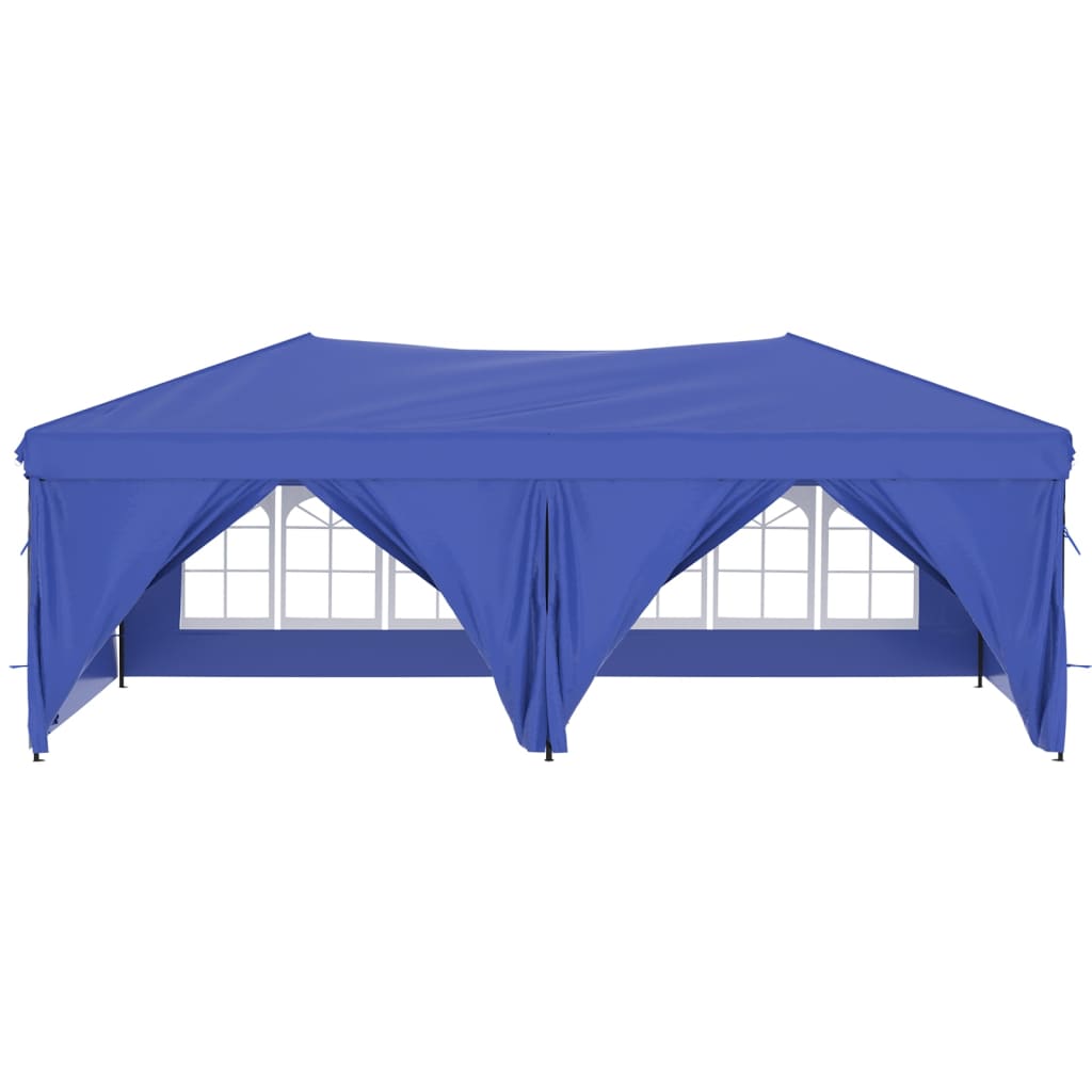 Сгъваема парти палатка със странични стени, синя, 3x6 м