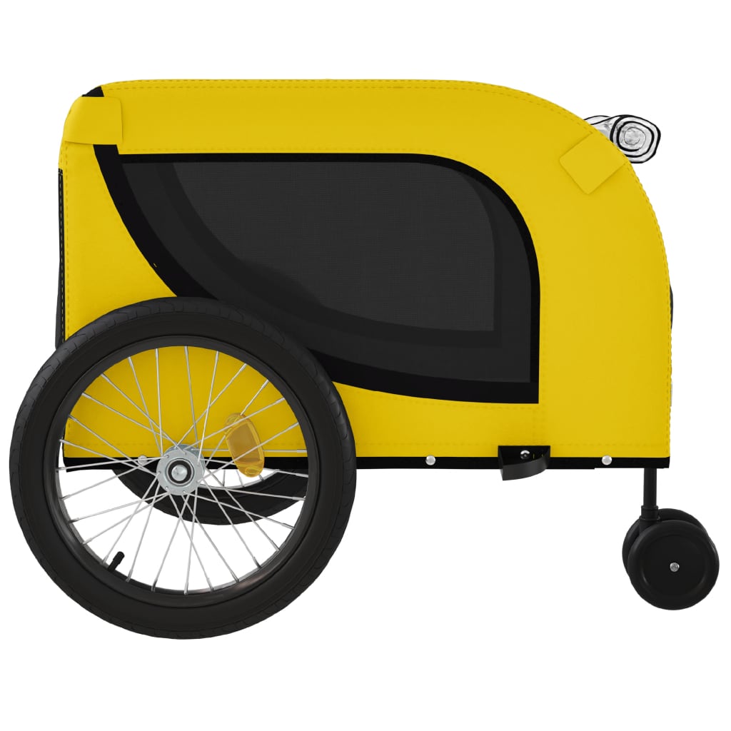 Ремарке за колело за любимци жълт и черен Оксфорд плат и желязо