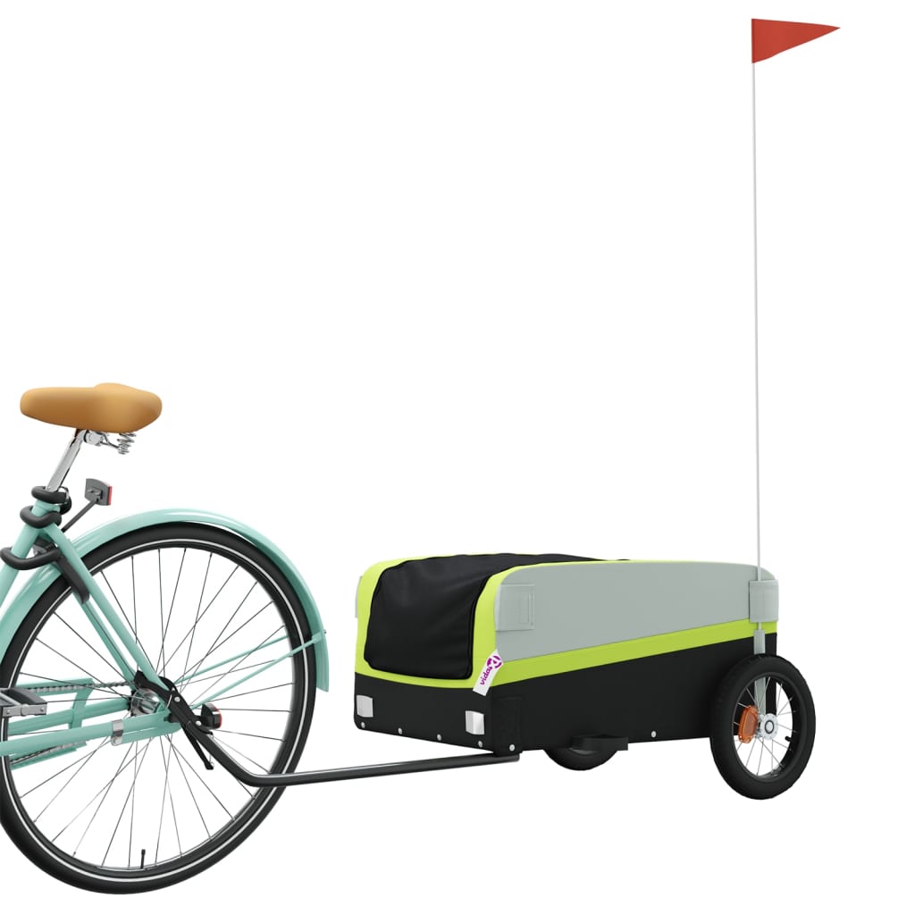 Ремарке за велосипед, черно и зелено, 30 кг, желязо