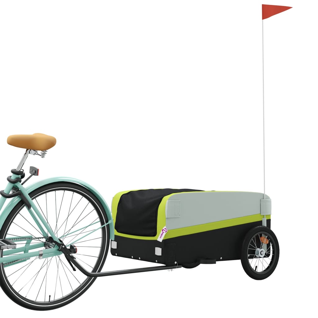 Ремарке за велосипед, черно и зелено, 45 кг, желязо