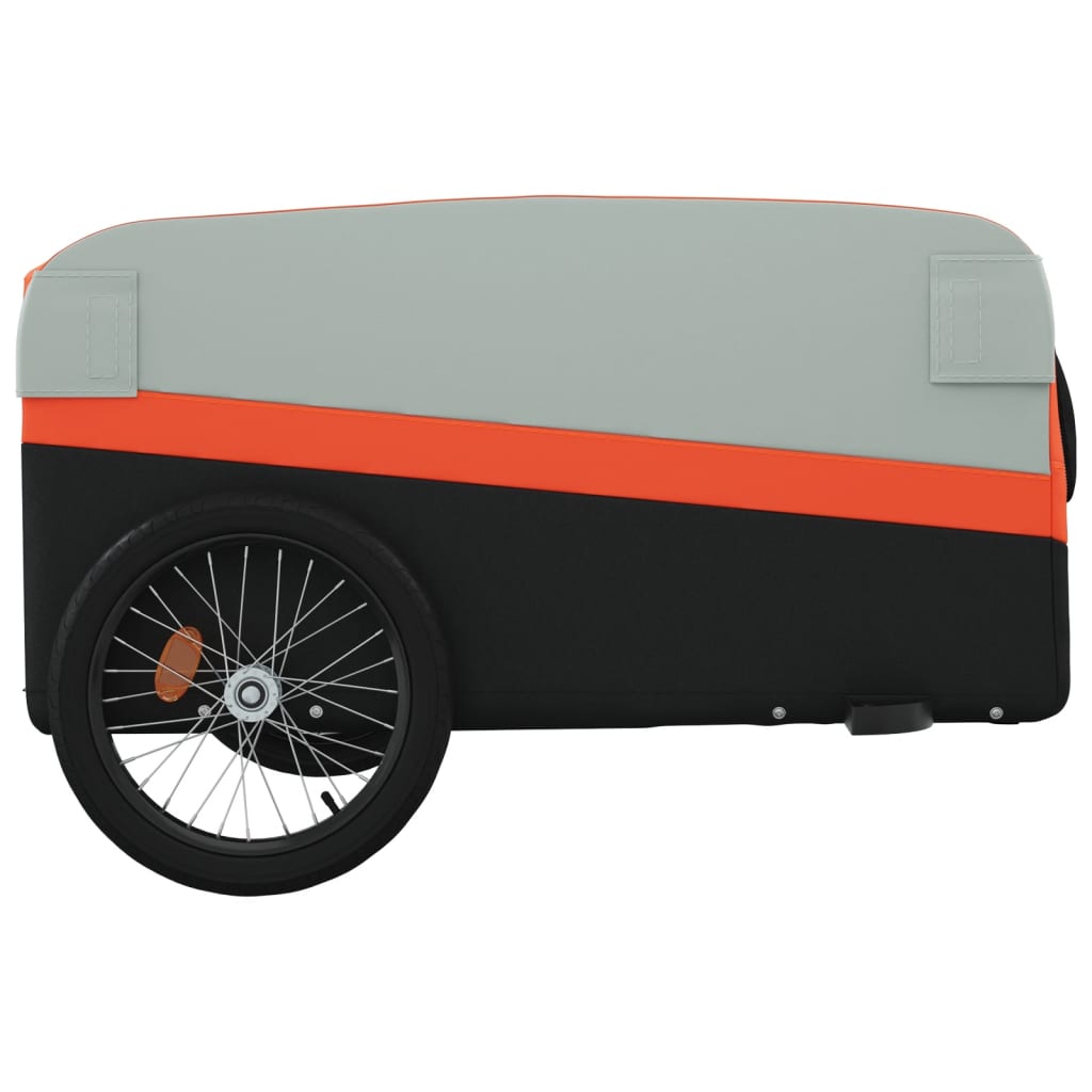 Товарно ремарке за велосипед, черно и оранжево, 45 кг, желязо