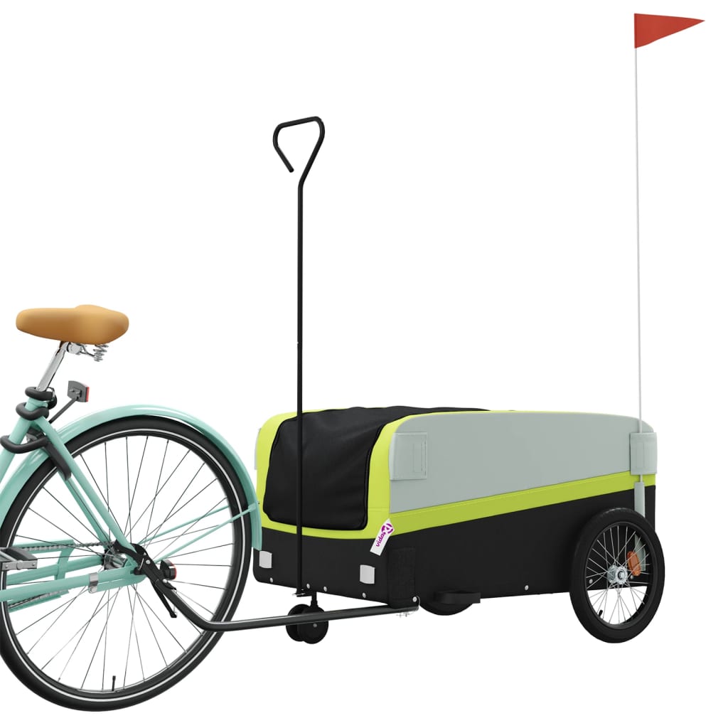Ремарке за велосипед, черно и зелено, 45 кг, желязо