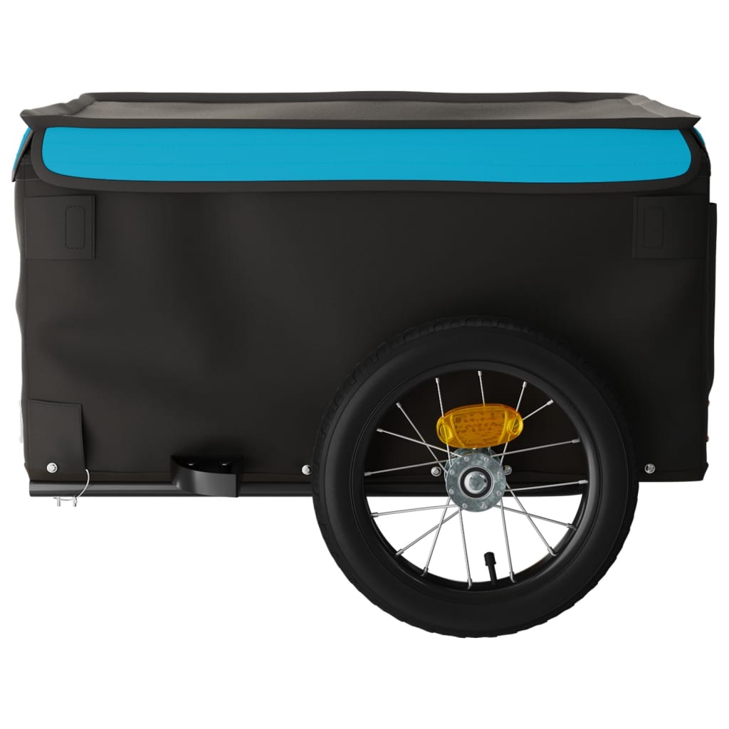Товарно ремарке за велосипед, черно и синьо, 30 кг, желязо