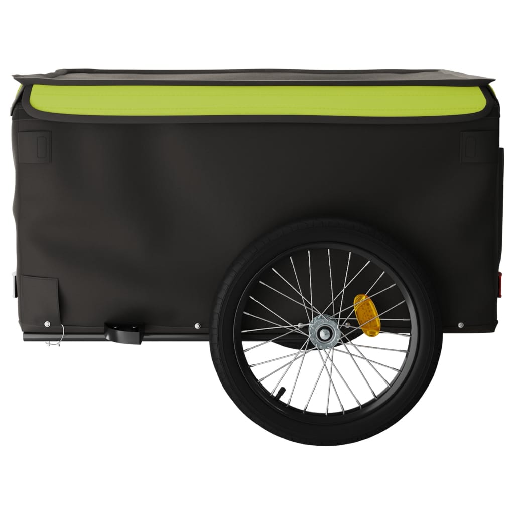 Товарно ремарке за велосипед, черно и зелено, 45 кг, желязо