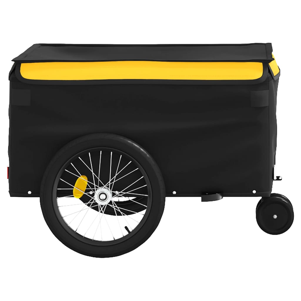 Ремарке за велосипед, черно и жълто, 30 кг, желязо